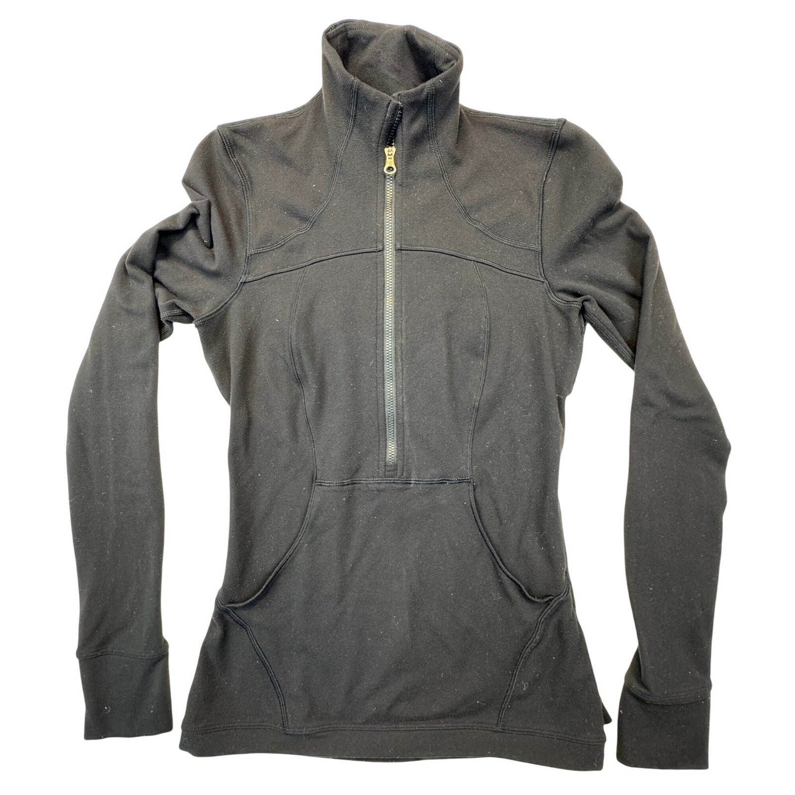 Lululemon Half Zip Pullover Women Xs Black Thumbholes Athletic Layer